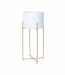 Lillepostament DEIA WHITE L 24,5x23,5xH57cm, valge/kuldne