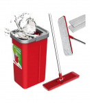 Flat Mop + Bucket + Telescopic Pole + 2 x Microfibre Pad 5.7L Floor Cleaning XXL Set Rotating Head