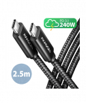 CABLE USB-C TO USB-C 2.5M 240W/BRAID BLK BUCM2-CM25AB AXAGON