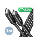CABLE USB-C TO USB-C 3M 240W/BRAID BLK BUCM2-CM30AB AXAGON
