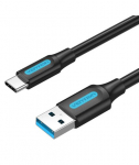 CABLE USB3.0 TO USB-C MALE/2M BLACK COZBH VENTION