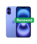 Grade A, Apple iPhone 16, 6.1" OLED, 5G, 128GB, Ultramarine, iOS, Apple Renew
