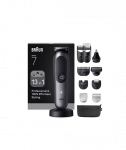 Braun 13in1 Grooming Kit, All-in-One Series 7 AIO7560, Cordless, Number of length steps 14, Black/Grey
