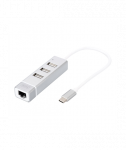 DIGITUS USB Type-C 3-Port Hub + Fast Ethernet LAN Adapter Digitus