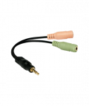 Logilink Audio jack adapter, 4-pin, 3.5 mm stereo male to 2x 3.5mm female Black, 0.15 m
