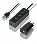 I/O HUB USB3.0 4PORT CHARGING/W/AC 1.2M HUE-S2BP AXAGON