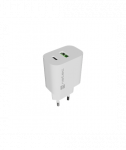 Natec Ribera USB Charger 1X USB-A + 1X USB-C 20W, White