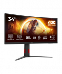 AOC CU34G4, 34", Fast VA, UWQHD, 21:9, 180 Hz, 1 ms, 3440 x 1440 pixels, 300 cd/m&sup2;, HDMI ports quantity 2, Black
