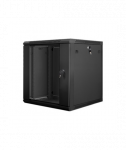 Lanberg Rack cabinet 19" wall-mount 12U/600x600 (flat pack) with glass door V2, black | Lanberg