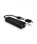 Raidsonic | 4 Port Hub with USB 3.0 Type-A, Type-C, Gigabit LAN | Icy Box IB-HUB1419-LAN