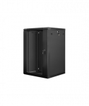 Lanberg Rack cabinet 19" wall-mount 18U/600x600 (flat pack) with glass door V2, black | Lanberg
