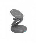 Icy Box IB-SH101-CH in 1 foldable magnetic charging stand for mobile phone, earpods and smartwatch, Aluminium