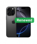 Grade C, Apple iPhone 16 Pro, 6.3" Super Retina XDR OLED, 5G, 128GB, Black, iOS, Apple Renew