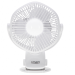 Adler Rechargeable fan with clip | AD 7335 | Table Fan | 6 W | Diameter 12.7 cm | Number of speeds 3 | Oscillation | White