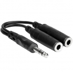 Hosa YPP-118 6.3mm TRS-Male - Dual 6.3mm TRS-Female Y-Cable 0.15m