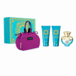 Versace Dylan Torquoise komplekt naistele (EDT, 100 ml + kehakreem, 100 ml + du&scaron;igeel, 100 ml + kosmeetika)