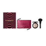 Trick Of The Light Extra Dimension Skinfinish Kit Set MAC: Textile Makeup Bag Burgundy + MAC Multi Face Brush 143S + Extra Dimension Skinfinish Highlighter Powder Magnetic Attraction, 9 g
