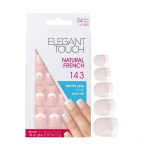 Set Elegant Touch Natural French Square Artificial Nails Pink 143 Petite (XS), 24 tk
