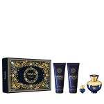 Set Versace: Dylan Blue Eau De Parfum For Women, 100 ml + Dylan Blue Hydrating Body Lotion, 100 ml + Dylan Blue Hydrating Shower Gel, 100 ml + Dylan Blue Eau De Toilette For Men, 5 ml