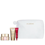 Set Clarins: Nutri-Lumiere Anti-Ageing Day Cream For Face, 50 ml + Nutri-Lumiere Anti-Ageing Night Cream For Face, 15 ml + Total Eye Lift Eye Serum, 7 ml + Clarins Zippered GWP Textile Pouch White