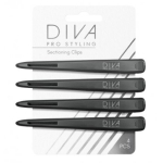 Diva Pro Styling Sectioning Clips juuksen&otilde;elad Black, 4 tk.