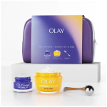 Olay Vitamina C + Aha 24 n&auml;ohoolduskomplekt (geelkreem, 50 ml + &ouml;ine n&auml;okreem, 15 ml + masseerija + kosmeetikakott)