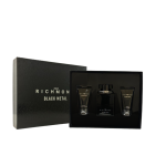 Set John Richmond: Black Metal Natural Cleansing Shower Gel, 50 ml + Black Metal Body Lotion, 50 ml + Black Metal Eau De Parfum For Men, 100 ml