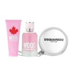 Set Dsquared 2: Wood Eau De Toilette For Women, 100 ml + Wood Shower Gel, 100 ml + Dsquared GWP Textile Pouch Silver