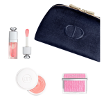 Natural Glow Ritual Set Christian Dior: Backstage Rosy Glow Blush Compact Powder 001 Pink 4.6 g + Addict Glossy Lip Oil 001 Pink, 6 ml + Abricot Fortifying Nail Cream Treatment, 8 g + Textile Makeup Bag Blue