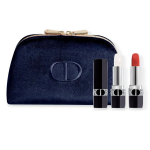 Set Christian Dior: Couture Colour Velvet Cream Lipstick 720 Icone Refillable 3.5 ml + Couture Colour Lip Balm 000 Diornatural Refill 3.5 g + Textile Makeup Bag Blue