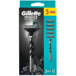 Gillette Mach3 Charcoal Razor + Spare Blades habemenuga varuteradega, 5 tk.