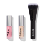 Xmas 2024 Set Rodial: Blush Drops Radiant Finish Liquid Blush Frosted Pink, 15 ml + Banana Lowlighter Illuminating Liquid Highlighter For Face 1.6 ml + The Buffing Mini Foundation Brush No. 10