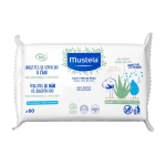Mustela Organic Cotton Water Wipes orgaanilisest puuvillast niisked salvr&auml;tikud veega, 60 tk.