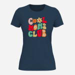 Naiste T-s&auml;rk &ldquo;COOL MOMS CLUB&rdquo;, taljesse l&otilde;ikega, mitmes v&auml;rvitoonis