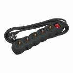 Pikendusjuhe 5-osaline l&uuml;litiga 3m kaabel, 3500W, 1,5mm2, must
