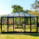 Metalcrafti Premium Kasvuhoone Gazebo, 12,9m&sup2;, 4mm turvaklaas, must
