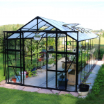 Metalcraft Kasvuhoone, 17.5m&sup2;, 4mm ohutusklaas, k&auml;rgplaadi leht, must