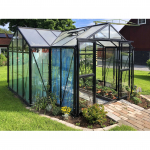 Metalcraft Kasvuhoone T-mudel, 12,8m&sup2;, 4mm ohutusklaas, must