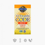 Garden of life Vitamin Code Raw D3 - D3-vitamiin koos antioks&uuml;dantide, ens&uuml;&uuml;mide ja probiootikumidega. Bioaktiivne kompleks, 120 vegakapslit