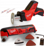 Milwaukee C12 MT-0 aku multit&ouml;&ouml;riist ja C12 HZ-0 juhtmeta kolbsae komplekt, 12 V + tarvikud