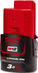Aku Milwaukee M12 B3, 12 V, 3,0 Ah