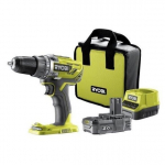 Ryobi akukruvikeeraja R18DD3-120S, 18 V (koos aku, laadija ja transpordikotiga)