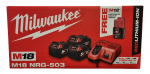Aku Milwaukee M18 B5, 3 x 5 Ah ja laadija M12-18 FC komplekt M18 NRG-503