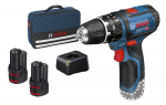 Bosch GSB 12V-15 juhtmeta l&ouml;&ouml;kpeakomplekt, 12 V, 2 x 2 Ah, laadija + kott