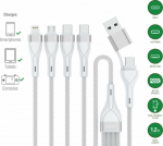 Kabel USB 4smarts USB-A + USB-C - 2x USB-C + Lightning + microUSB 1.2 m White (541024)