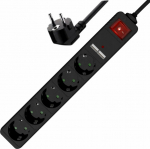 Gembird SPG5-U2-5-02 power extension 1.5 m 5 AC outlet(s) Indoor Black