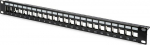 Digitus Panel Patch (patch panel) Modular 19" 24 ports under modules keystone, 1U, Shielded, cable guide, descriptive fields, czarny