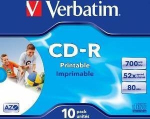 Verbatim AZO 52X Wide Printable 700MB, ID Branded,10 Pack