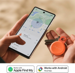 Chipolo LOOP &ndash; Rechargeable Bluetooth Tracker with Silicone Loop for iOS & Android, Coral, red