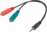 Cable Lanberg Jack 3.5mm - Jack 3.5mm x2 0.2m czarny (AD-0023-BK)